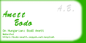 anett bodo business card
